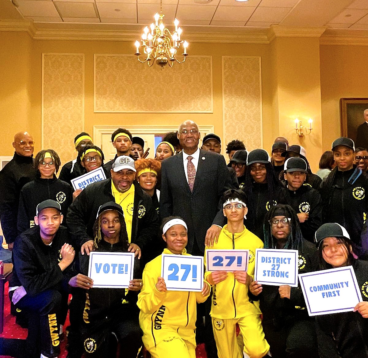 Delegate Darrell Odom with district students at a community event