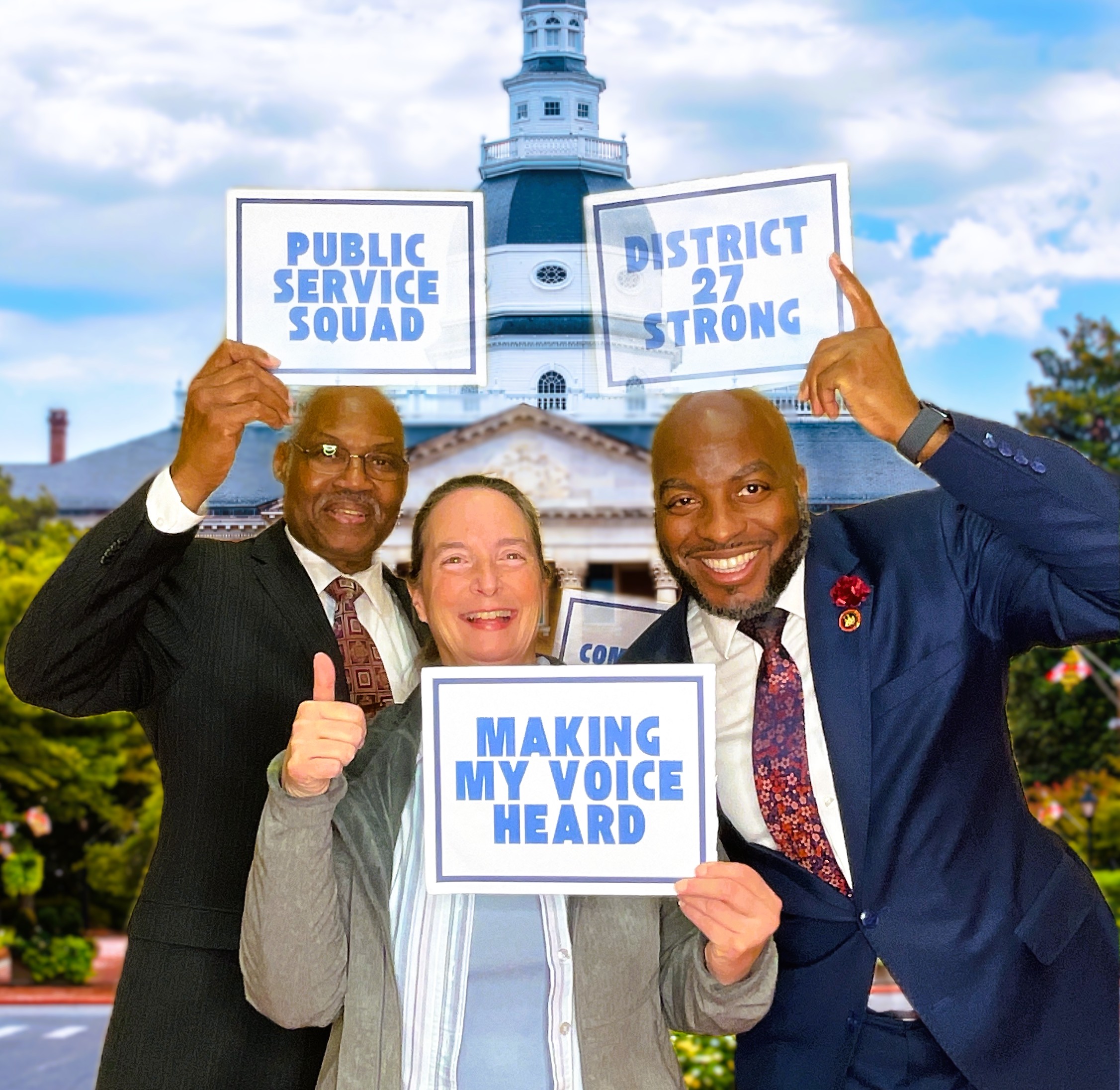 Delegate Darrell Odom with Senator Harris and a constituent at a campaign community event