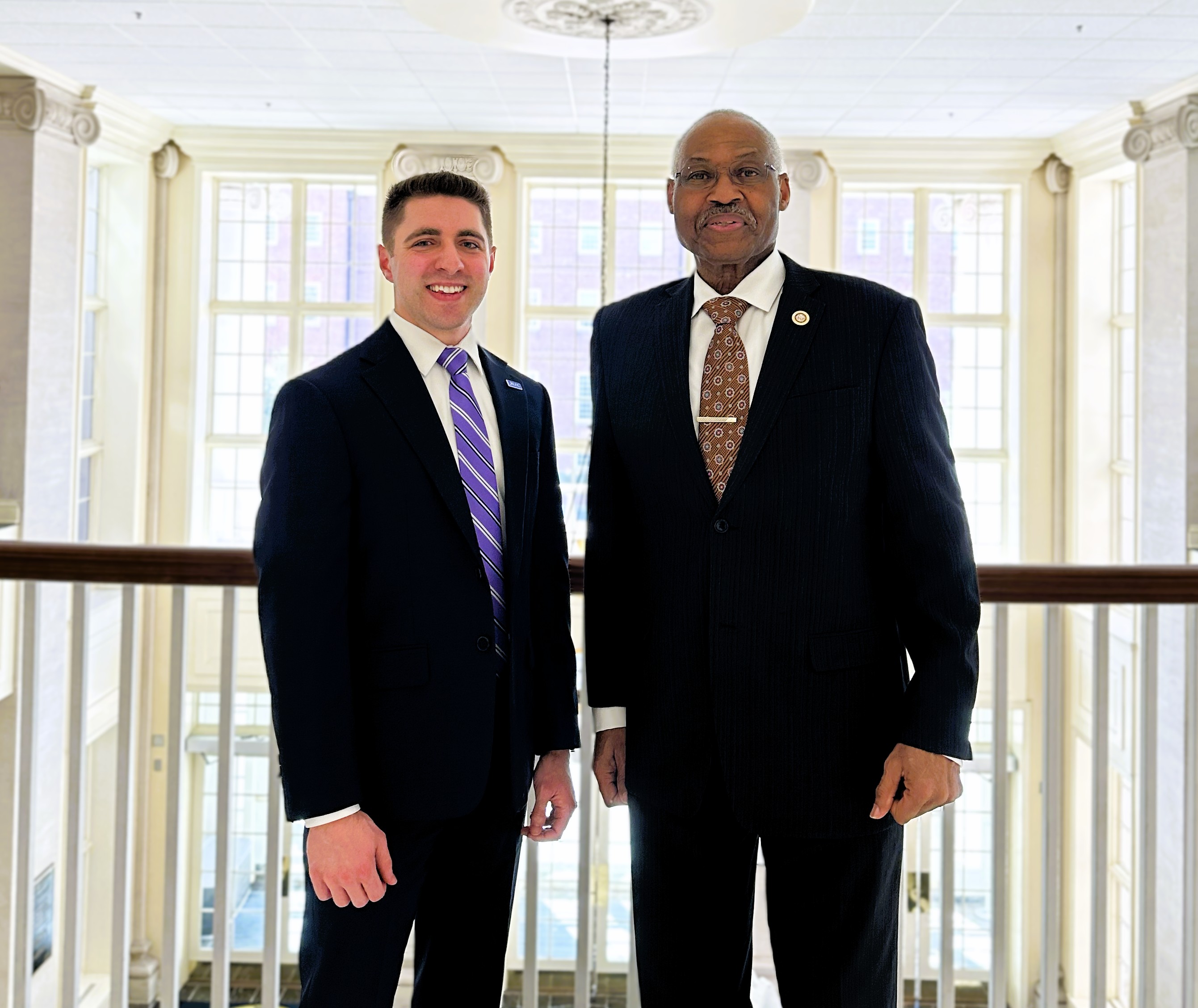 Delegate Darrell Odom with a constituent who testified in support of district legislation