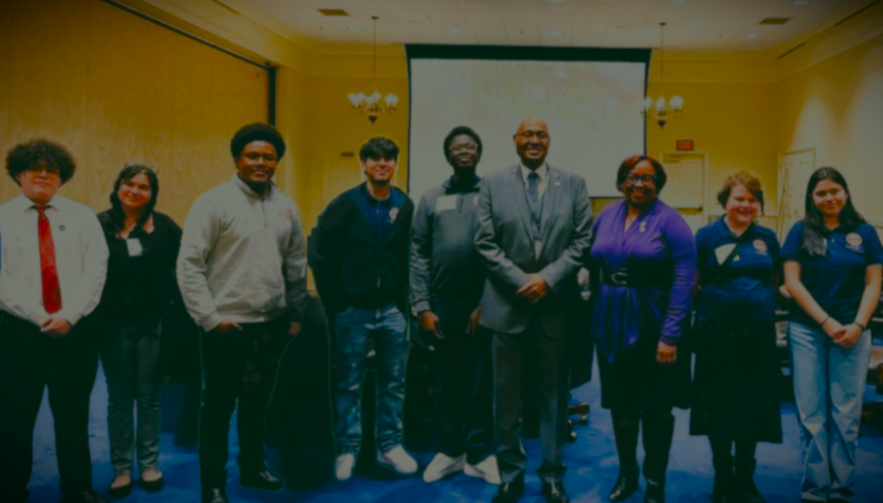 Delegate Darrell Odom with students during a State House shadowing visit